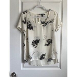Express Black and White Floral Short Sleeve Top